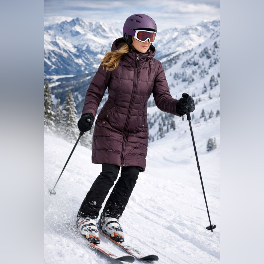 Eddie Bauer Premium Goose Filled‎ Plum Parka.